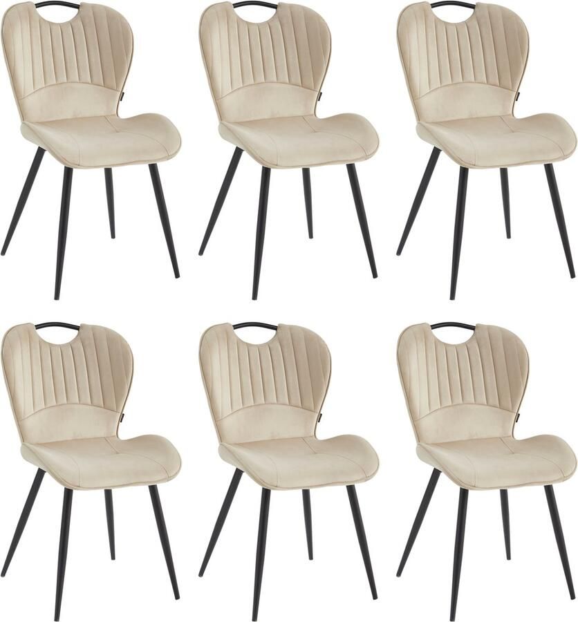 Colenis Alico Eetkamerstoel Set Van 6 Beige Microfiber Stof Design - Foto 2
