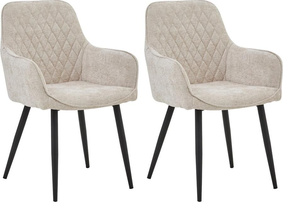 Colenis Beverly Eetkamerstoel Set Van 2 Beige Chenille Stof Industrieel - Foto 2