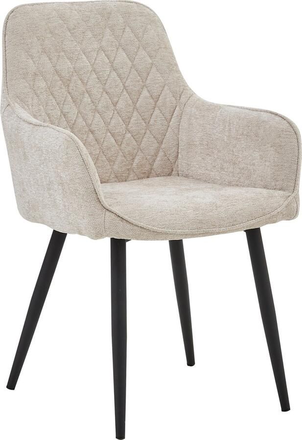 Colenis Beverly Eetkamerstoel Set Van 2 Beige Chenille Stof Industrieel