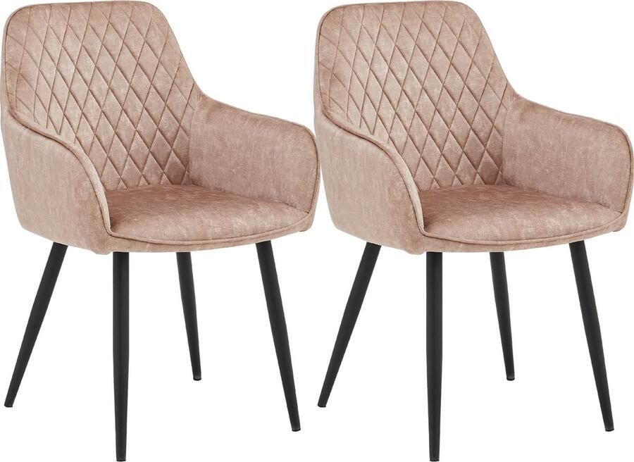 Colenis Beverly Eetkamerstoel Set Van 2 Champagne Adoré Velvet Met armleuning