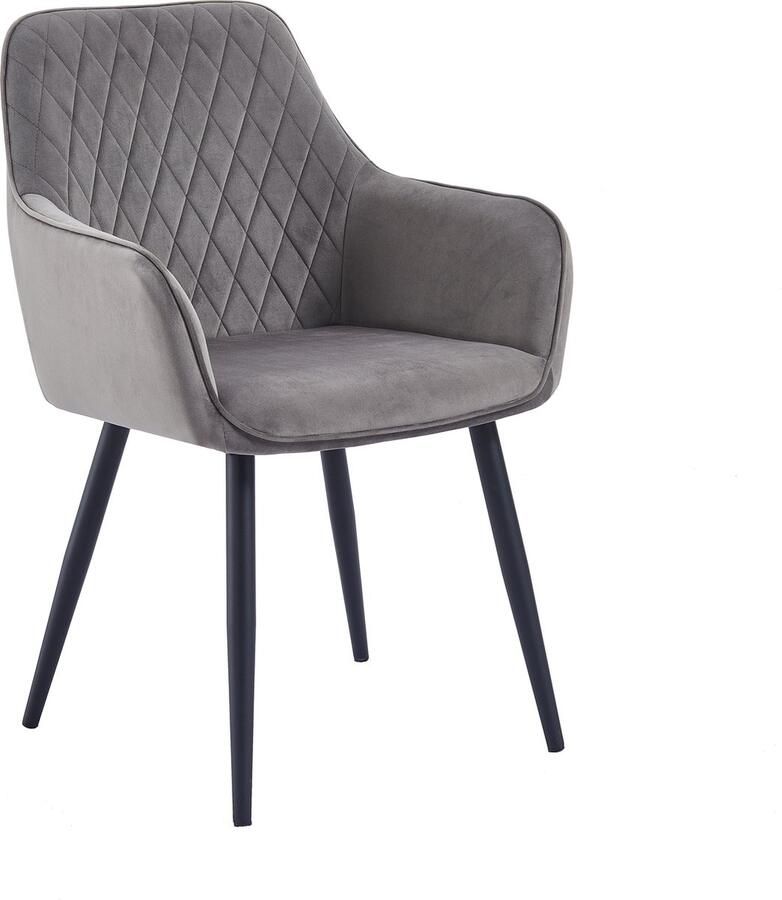 Colenis Beverly Eetkamerstoel Set Van 2 Grijs Fluweel Velvet Industrieel Met armleuning