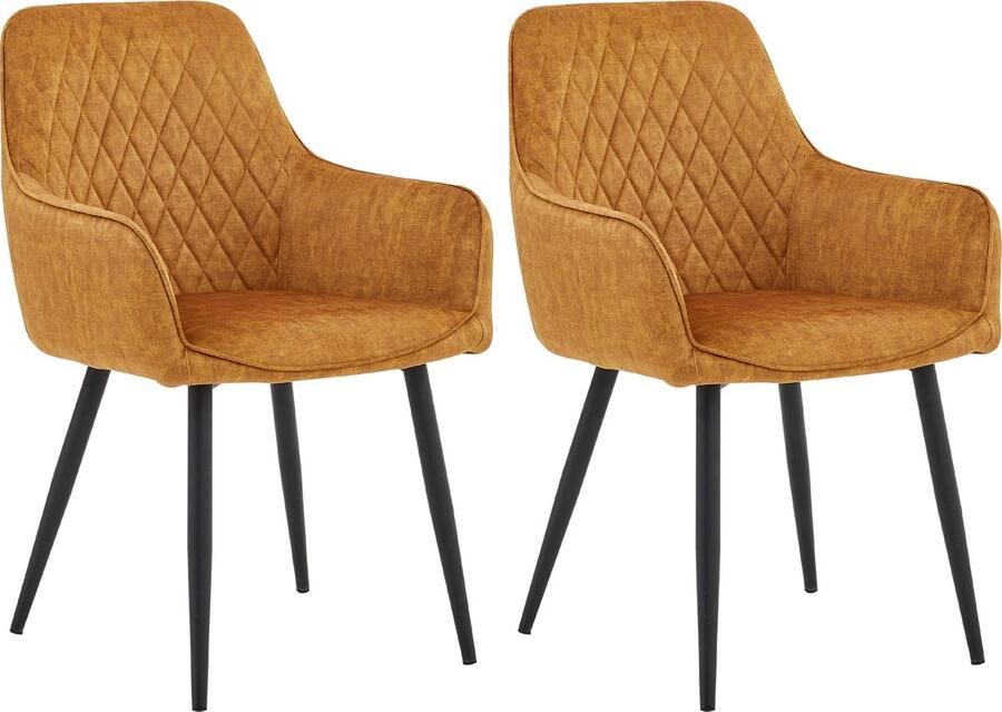 Colenis Beverly Eetkamerstoel Set Van 2 Honey Adoré Velvet Met armleuning