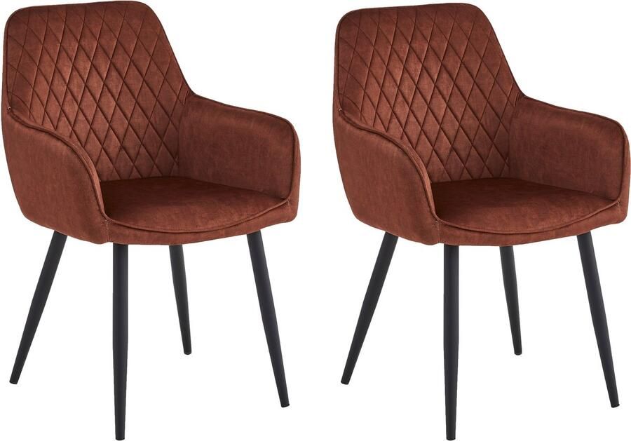 Colenis Beverly Eetkamerstoel Set Van 2 Oxidrood Adoré Velvet Industrieel - Foto 2