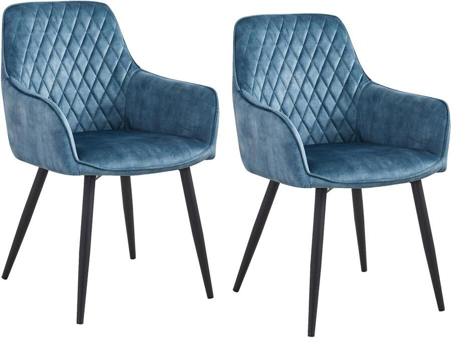 Colenis Beverly Eetkamerstoel Set Van 2 Petrol Adoré Velvet Industrieel - Foto 2
