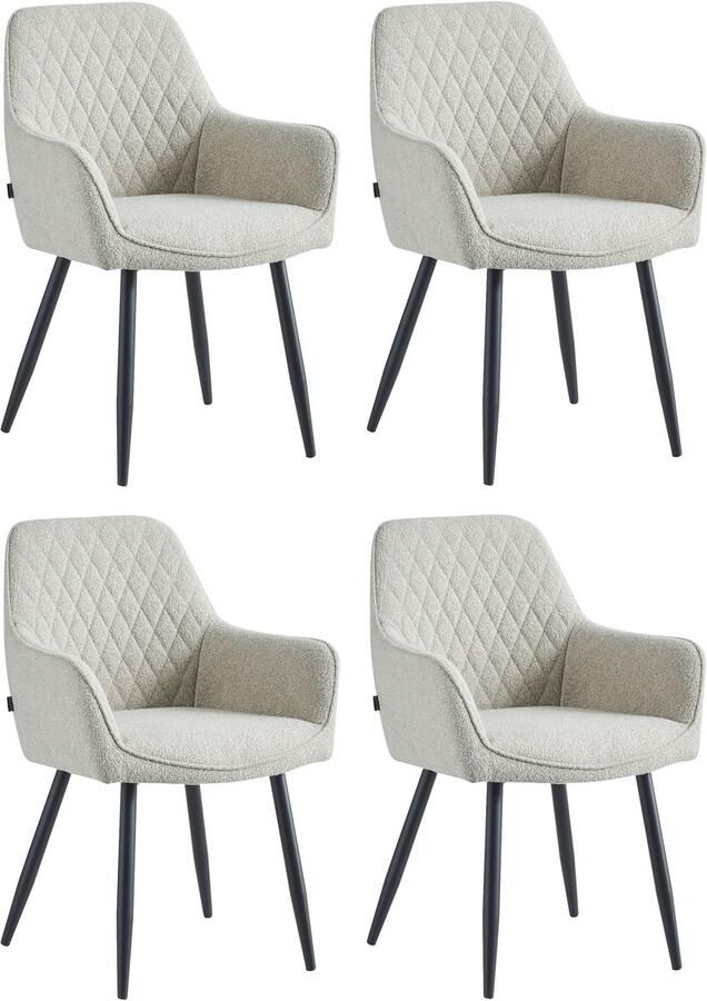 Colenis Beverly Eetkamerstoel Set Van 4 Beige Bouclé Zwarte Poten - Foto 2