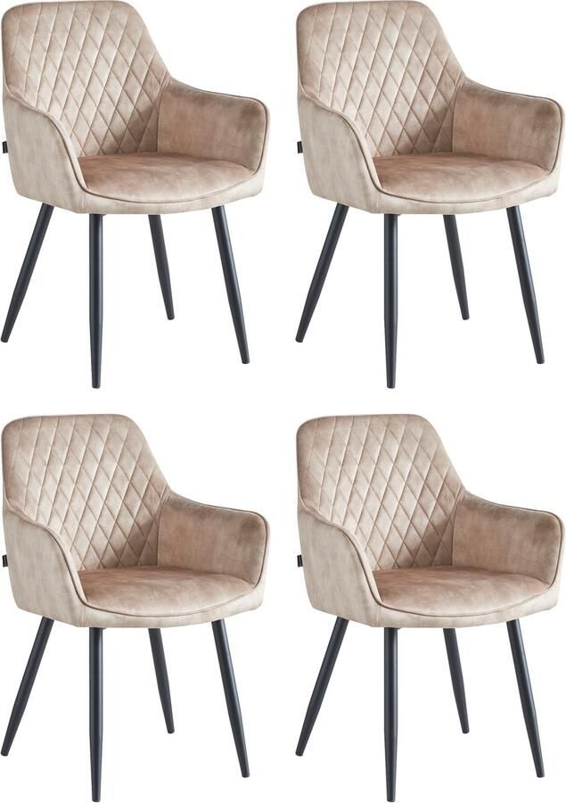 Colenis Beverly Eetkamerstoel Set Van 4 Champagne Vintage Velvet Met armleuning - Foto 2