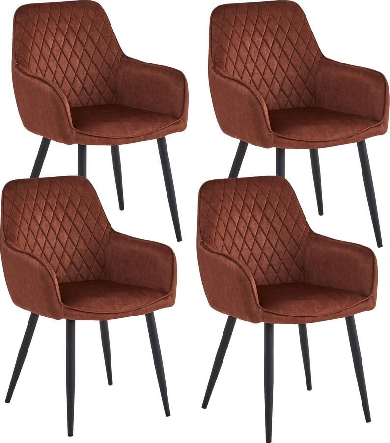 Colenis Beverly Eetkamerstoel Set Van 4 Oxidrood Adoré Velvet Industrieel - Foto 2