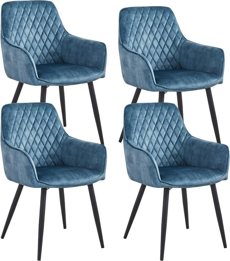 Colenis Beverly Eetkamerstoel Set Van 4 Petrol Adoré Velvet Industrieel - Foto 2
