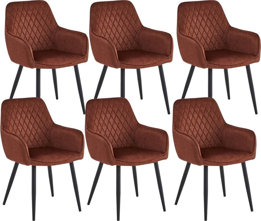 Colenis Beverly Eetkamerstoel Set Van 6 Oxidrood Adoré Velvet Industrieel - Foto 2