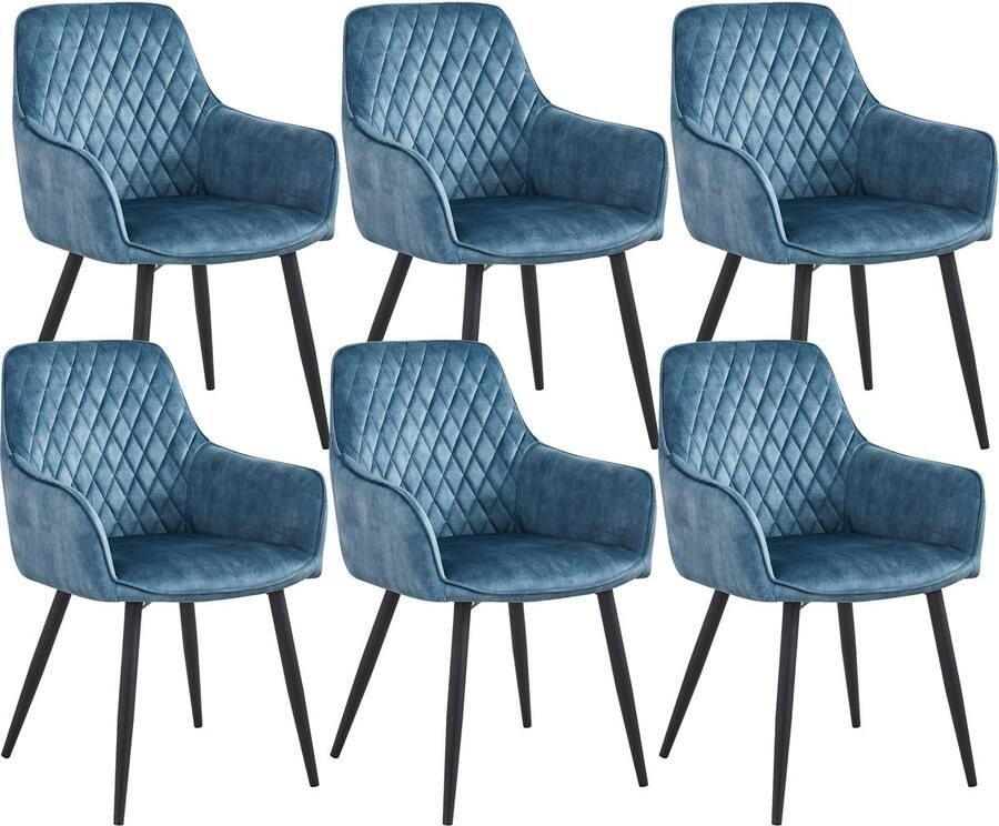 Colenis Beverly Eetkamerstoel Set Van 6 Petrol Adoré Velvet Industrieel - Foto 2