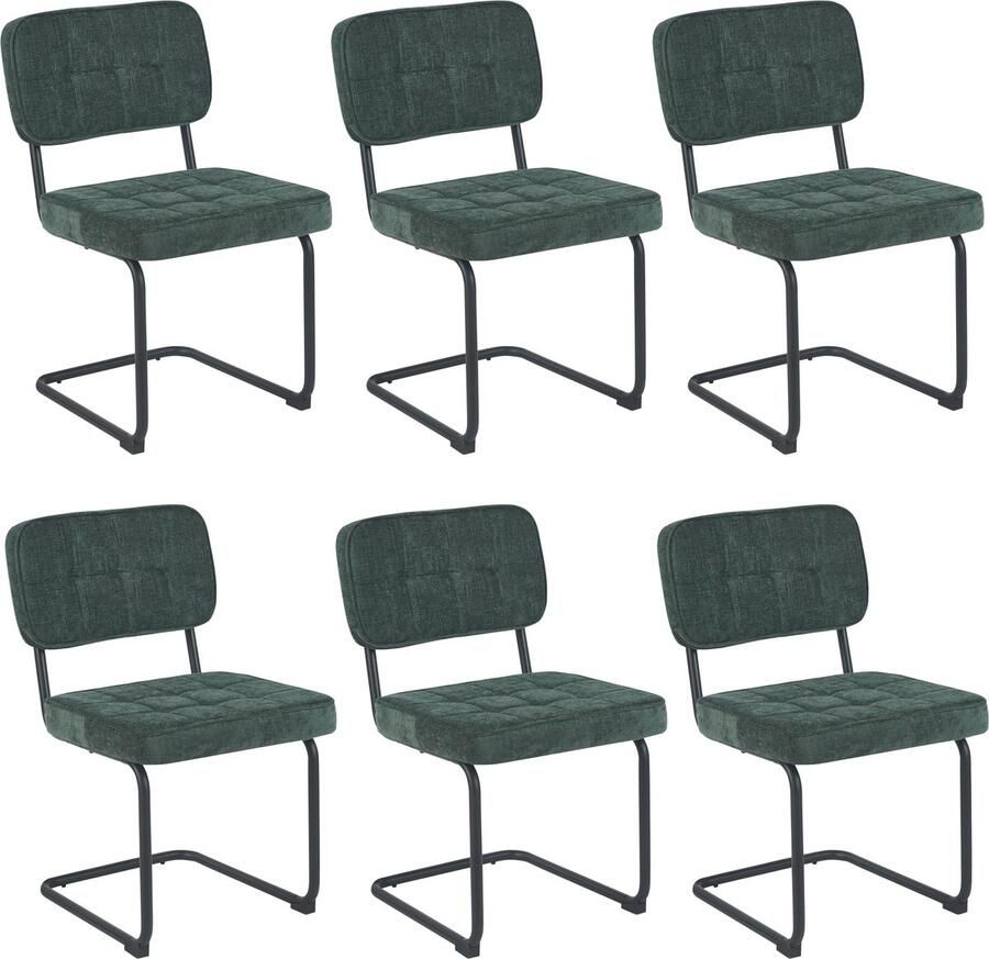 Colenis Buisframe Stoel Kita Eetkamerstoel Set van 6 Groen Chenille Stof Metalen Frame Industrieel Design - Foto 2