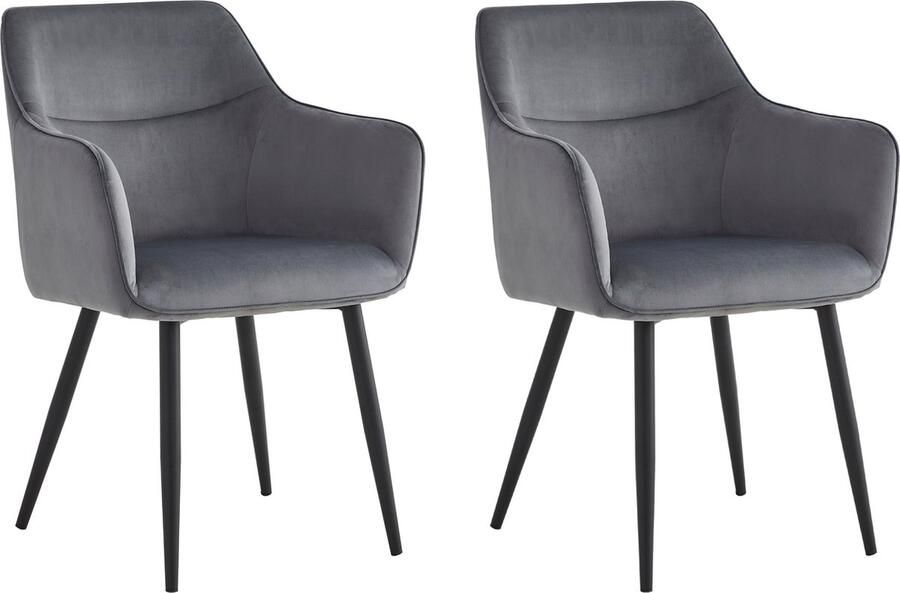 Colenis City Eetkamerstoel Set Van 2 Grijs Velvet Industrieel Stoel Design Armleuningen
