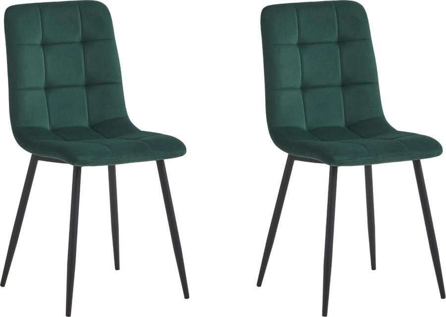 Colenis Metropol Eetkamerstoel Set Van 2 Groen Fluweel Velvet Industrieel Met armleuning - Foto 2