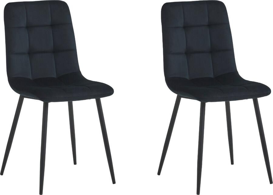 Colenis Metropol Eetkamerstoel Set Van 2 Zwart Linnen Stof Industrieel Met armleuning - Foto 2