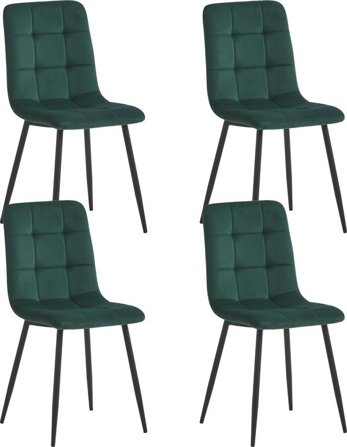 Colenis Metropol Eetkamerstoel Set Van 4 Groen Linnen Stof Industrieel Met armleuning - Foto 2