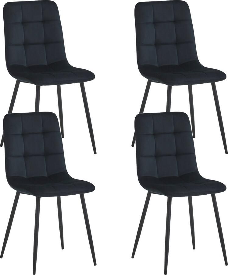 Colenis Metropol Eetkamerstoel Set Van 4 Zwart Linnen Stof Industrieel Met armleuning - Foto 2