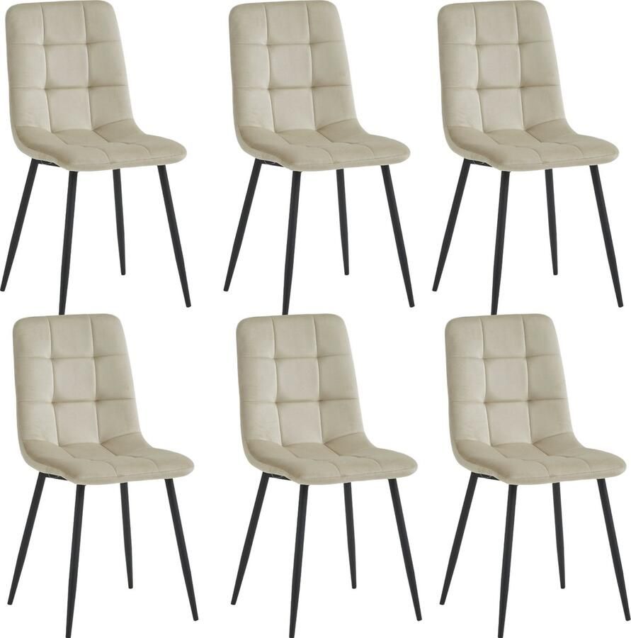 Colenis Metropol Eetkamerstoel Set Van 6 Beige Linnen Stof Industrieel Met armleuning - Foto 2