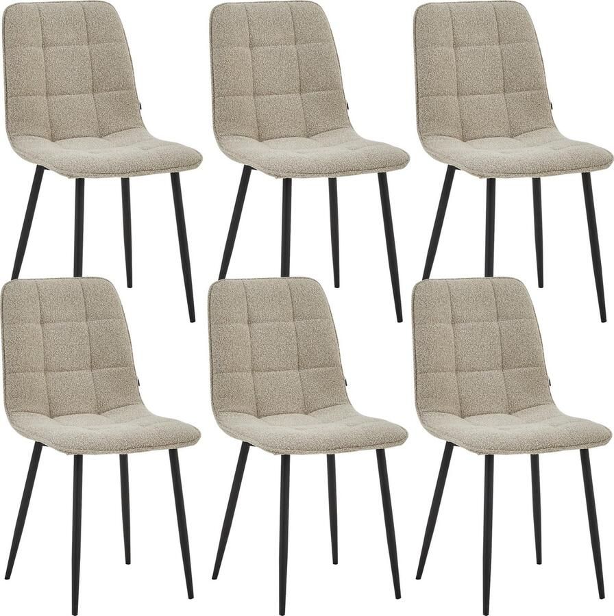 Colenis Lavinia Eetkamerstoel Set Van 6 Beige Adoré Velvet Met armleuning Zonder Zijstrepen