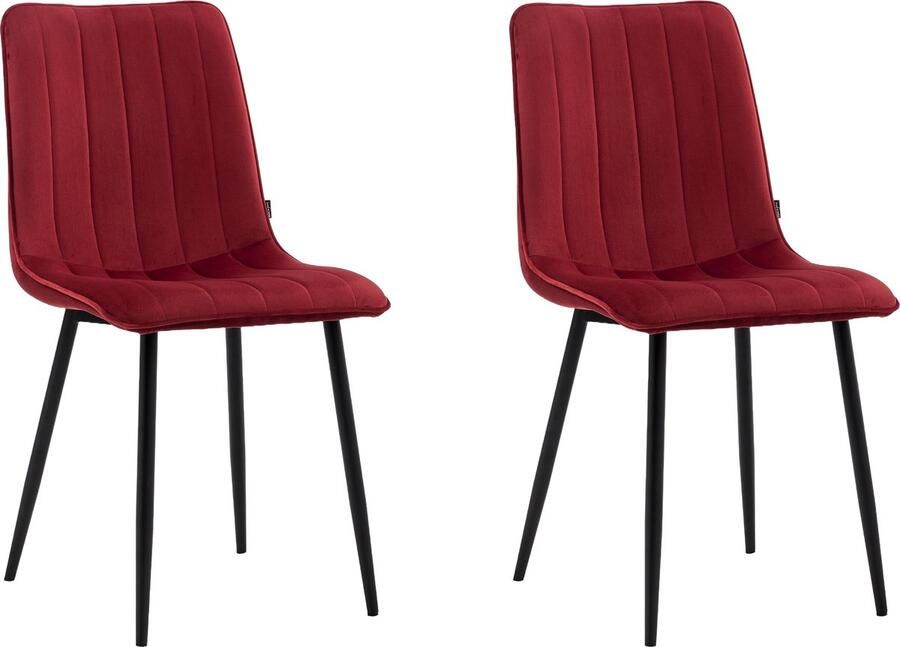 Colenis Eline Eetkamerstoel Set Van 2 Bordeaux Fluweel Comfortabel en Modern Design Metalen Poten Voor Eetkamer Woonkamer Keuken