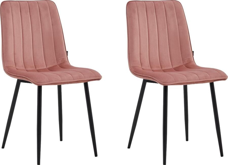 Colenis Eline Eetkamerstoel Set Van 2 Roze Fluweel Comfortabel en Modern Design Metalen Poten Voor Eetkamer Woonkamer Keuken