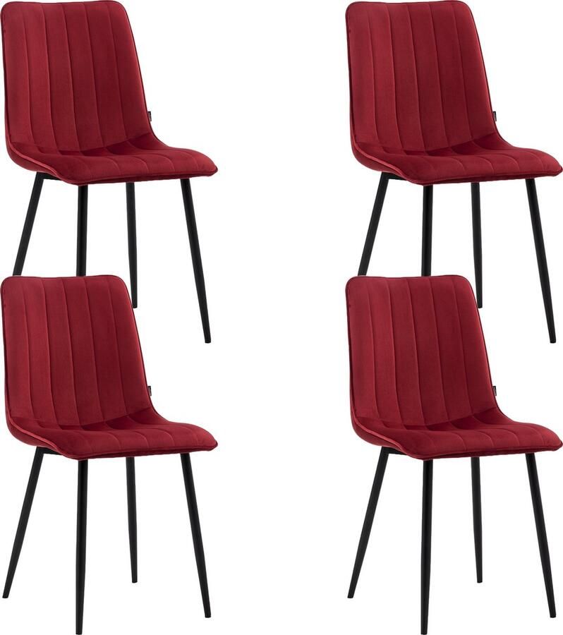 Colenis Eline Eetkamerstoel Set Van 4 Bordeaux Fluweel Comfortabel en Modern Design Metalen Poten Voor Eetkamer Woonkamer Keuken