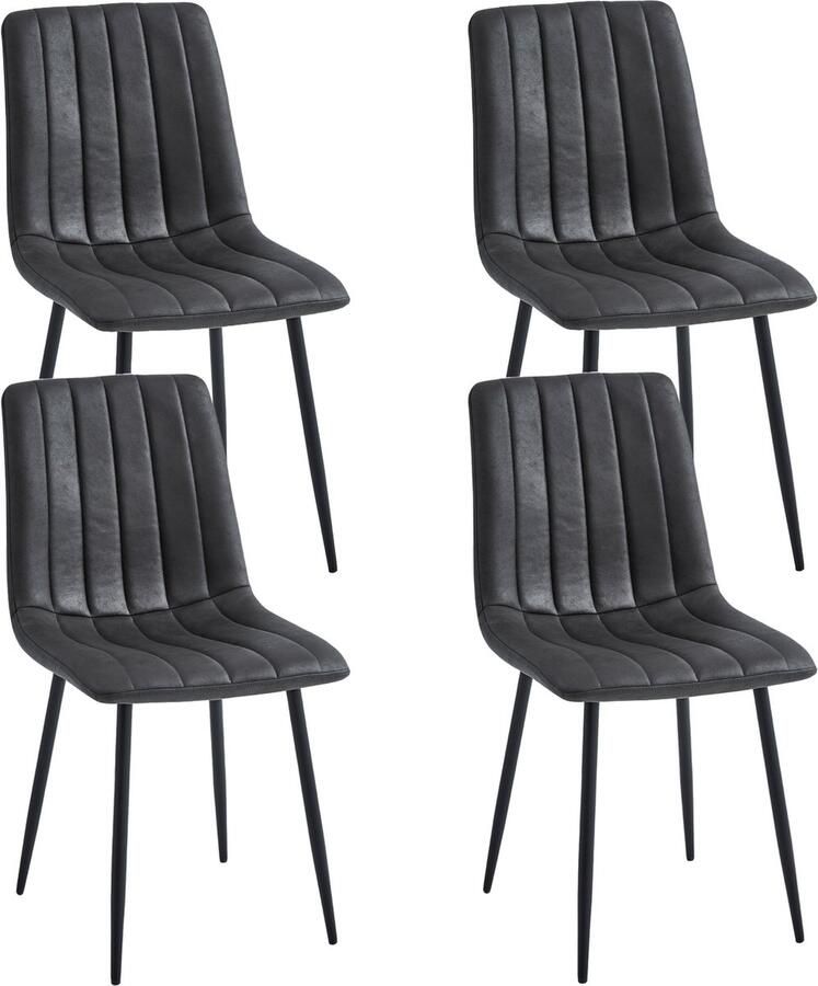 Colenis Eline Eetkamerstoel Set Van 4 Grijs Microfiber Stof