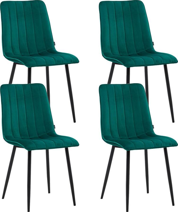 Colenis Eline Eetkamerstoel Set Van 4 Groen Fluweel Comfortabel en Modern Design Metalen Poten Voor Eetkamer Woonkamer Keuken