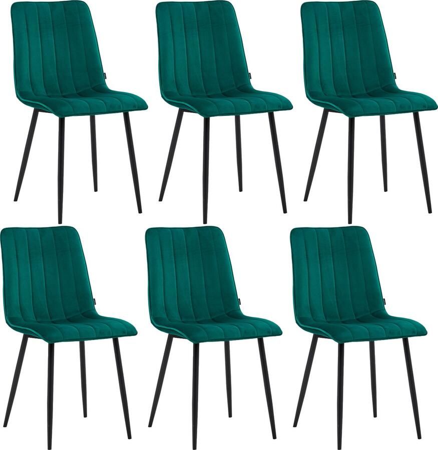 Colenis Eline Eetkamerstoel Set Van 6 Groen Fluweel Comfortabel en Modern Design Metalen Poten Voor Eetkamer Woonkamer Keuken - Foto 2