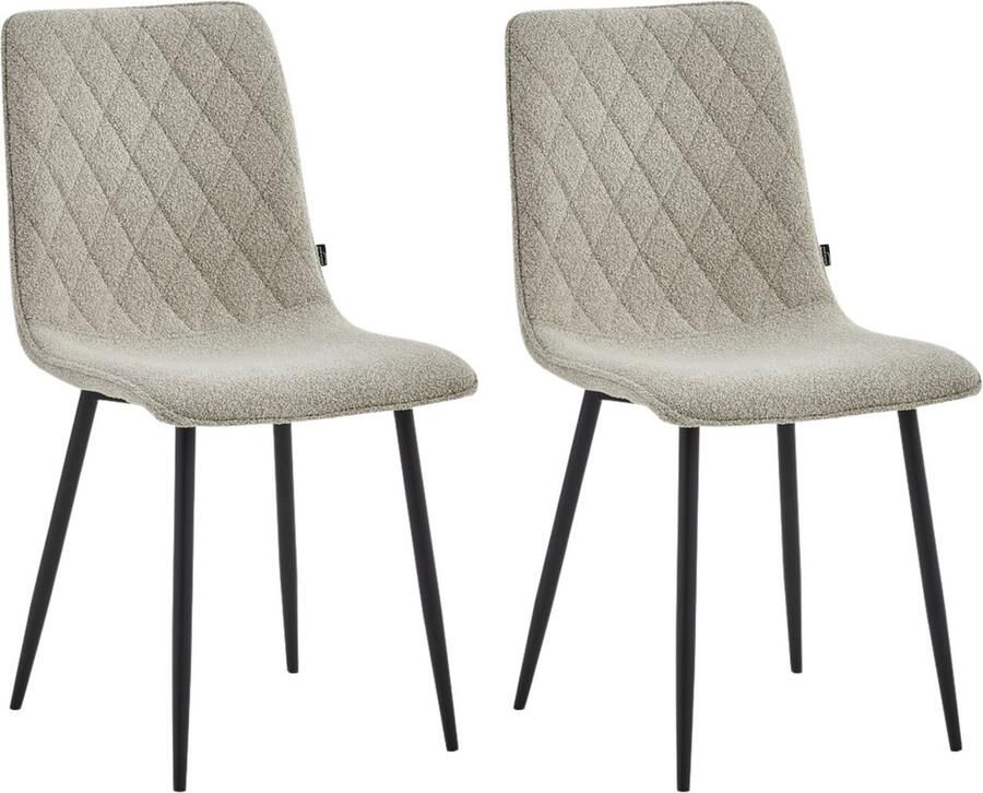 Colenis Elise Eetkamerstoel Set Van 2 Beige Bouclé Industrieel
