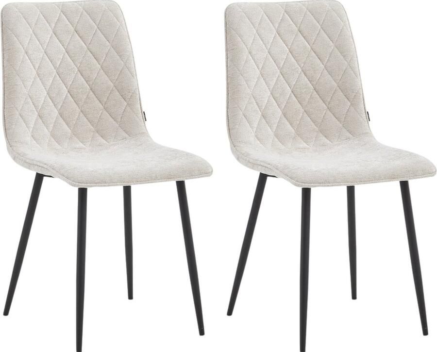 Colenis Elise Eetkamerstoel Set Van 2 Beige Chenille Stof Industrieel