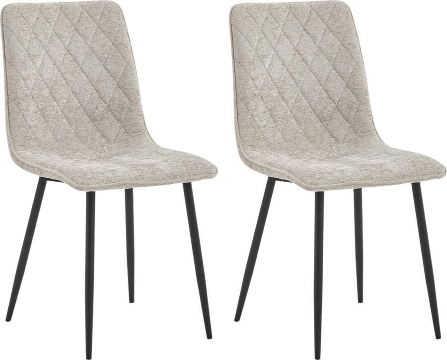 Colenis Elise Eetkamerstoel Set Van 2 Champagne Chenille Stof Industrieel
