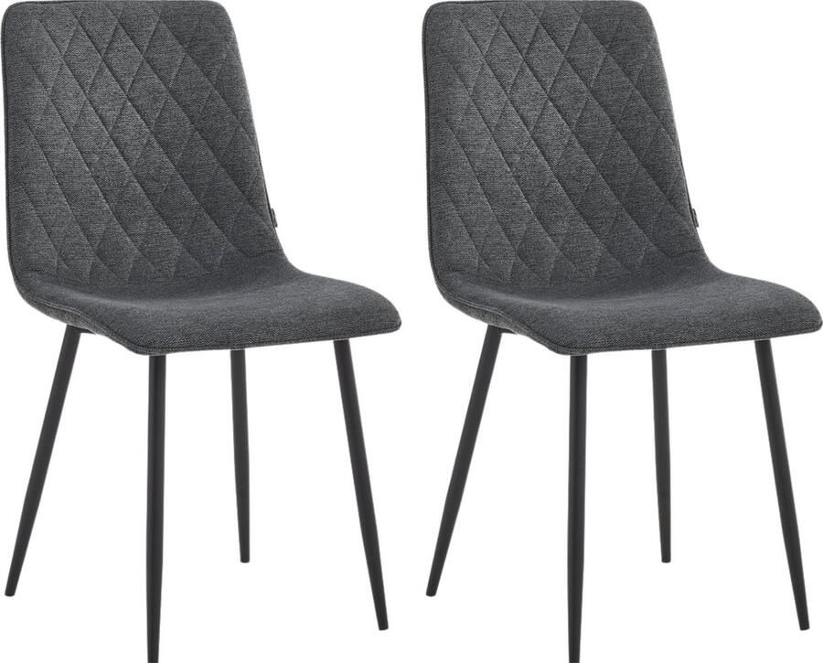 Colenis Elise Eetkamerstoel Set Van 2 Donkergrijs Linnen Stof- Industrieel