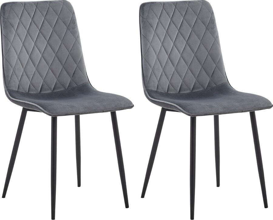Colenis Iris Eetkamerstoel Set Van 2 Donkergrijs Fluweel Industrieel Met armleuning
