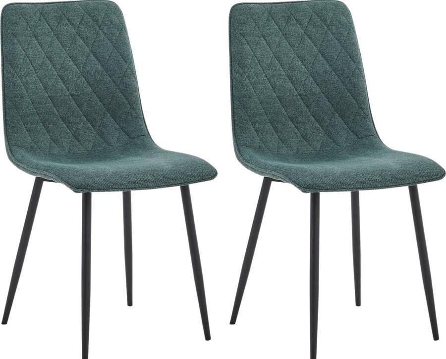 Colenis Elise Eetkamerstoel Set Van 2 Groen Linnen Stof- Industrieel