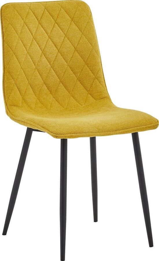 Colenis Elise Eetkamerstoel Set Van 4 Okergeel Linnen Stof- Industrieel - Foto 2