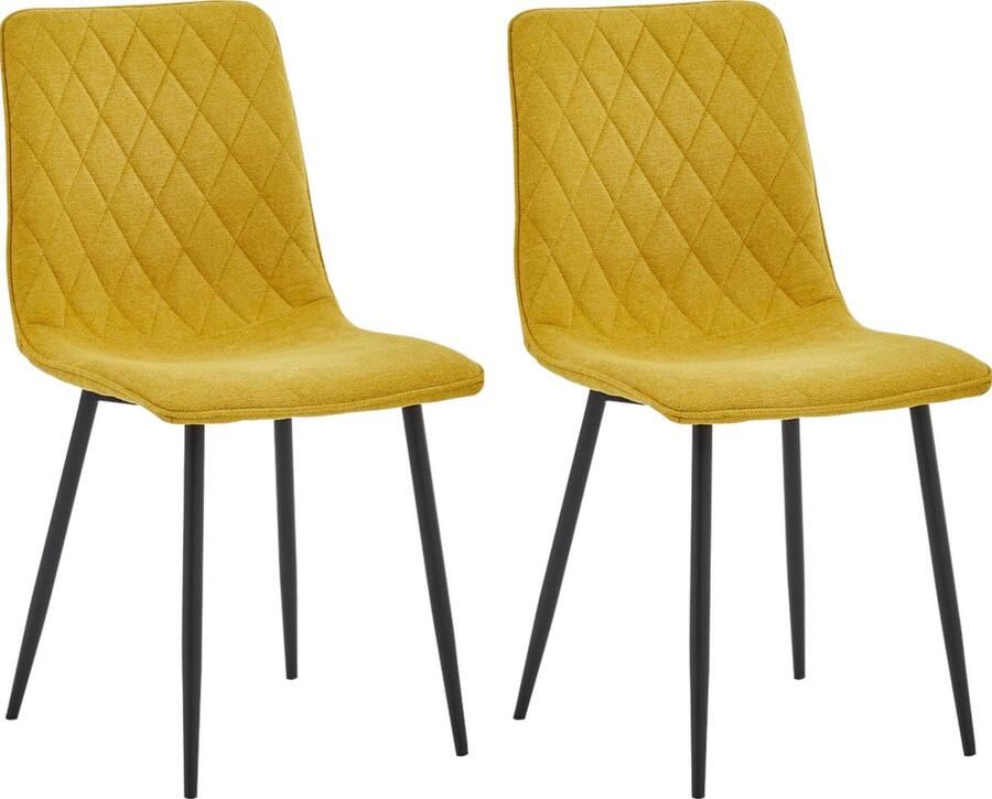 Colenis Elise Eetkamerstoel Set Van 2 Okergeel Linnen Stof- Industrieel