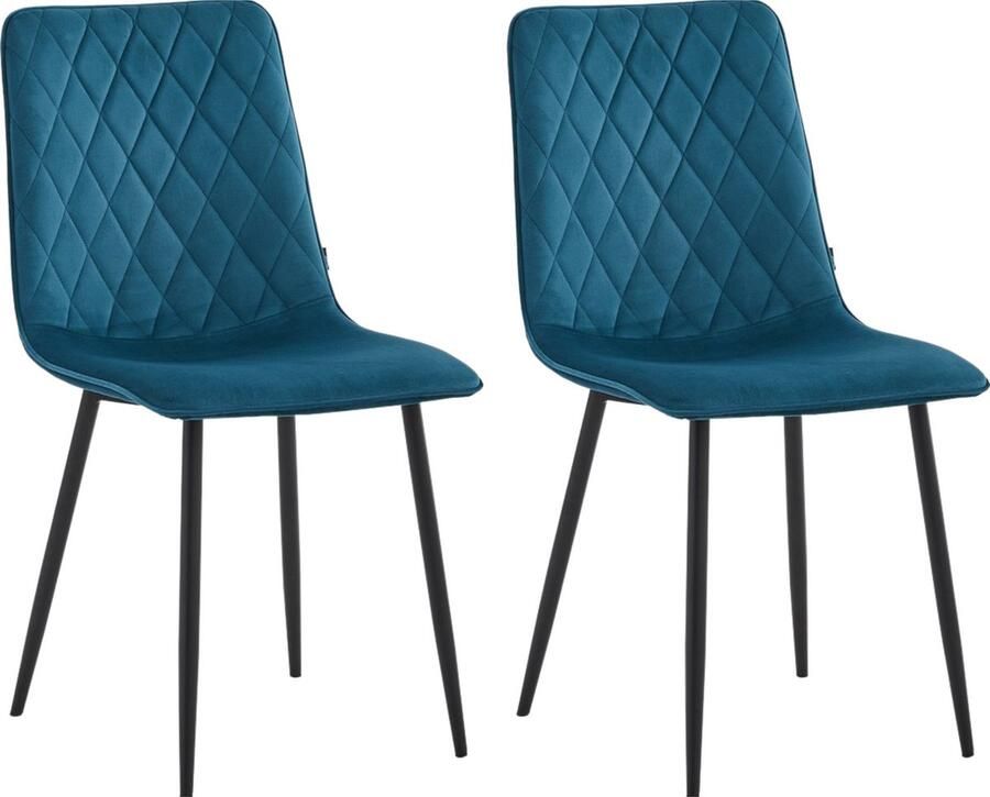 Colenis Elise Eetkamerstoel Set Van 2 Petrol Velvet Fluweel Industrieel