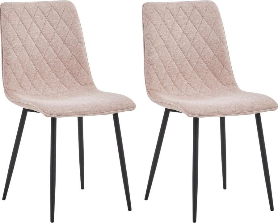 Colenis Elise Eetkamerstoel Set Van 2 Roze Linnen Stof- Industrieel