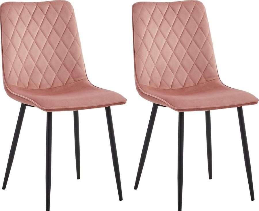 Colenis Elise Eetkamerstoel Set Van 2 Roze Velvet Fluweel Industrieel