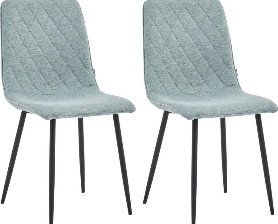 Colenis Elise Eetkamerstoel Set Van 2 Turquoise Linnen Stof- Industrieel