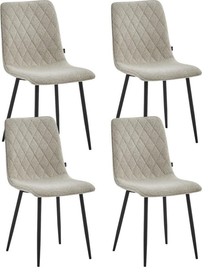Colenis Elise Eetkamerstoel Set Van 4 Beige Bouclé Industrieel