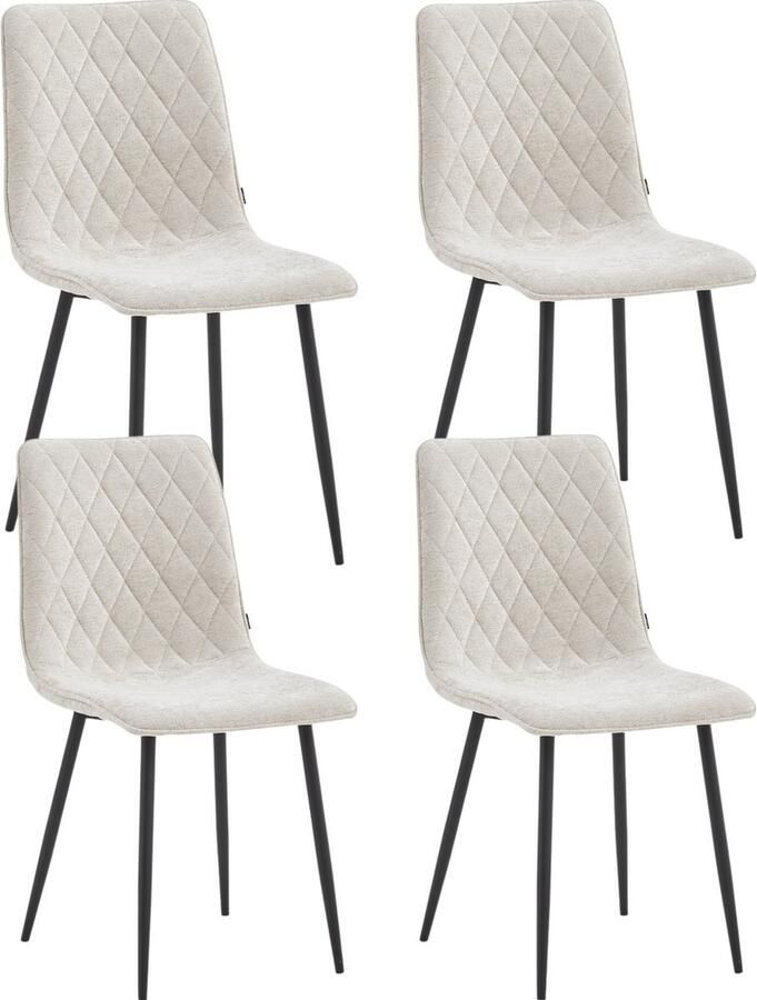 Colenis Elise Eetkamerstoel Set Van 4 Beige Chenille Stof Industrieel
