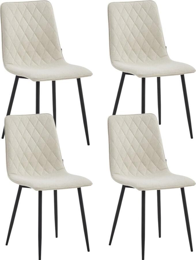 Colenis Elise Eetkamerstoel Set Van 4 Beige Fabb Stof Industrieel
