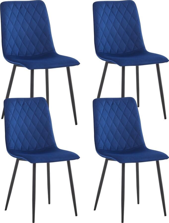 Colenis Elise Eetkamerstoel Set Van 4 Blauw Velvet Fluweel Industrieel