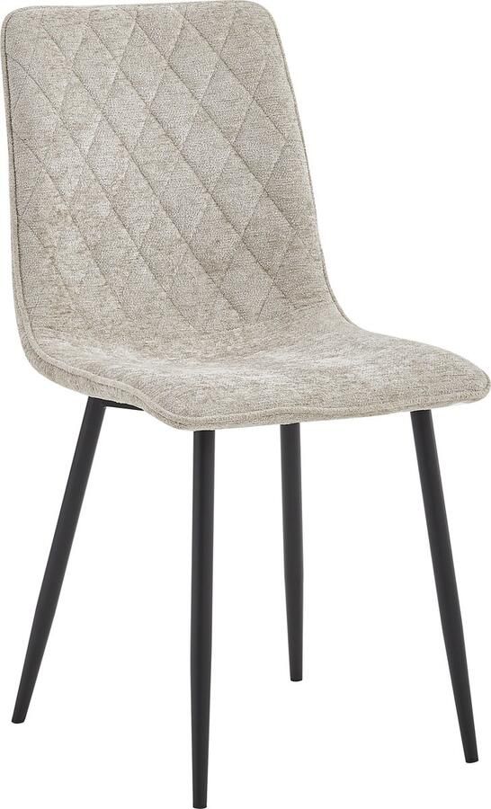 Colenis Elise Eetkamerstoel Set Van 6 Champagne Chenille Stof Industrieel - Foto 2