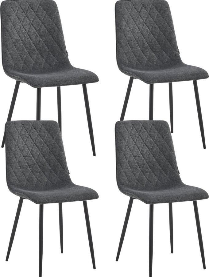 Colenis Elise Eetkamerstoel Set Van 4 Donkergrijs Linnen Stof- Industrieel