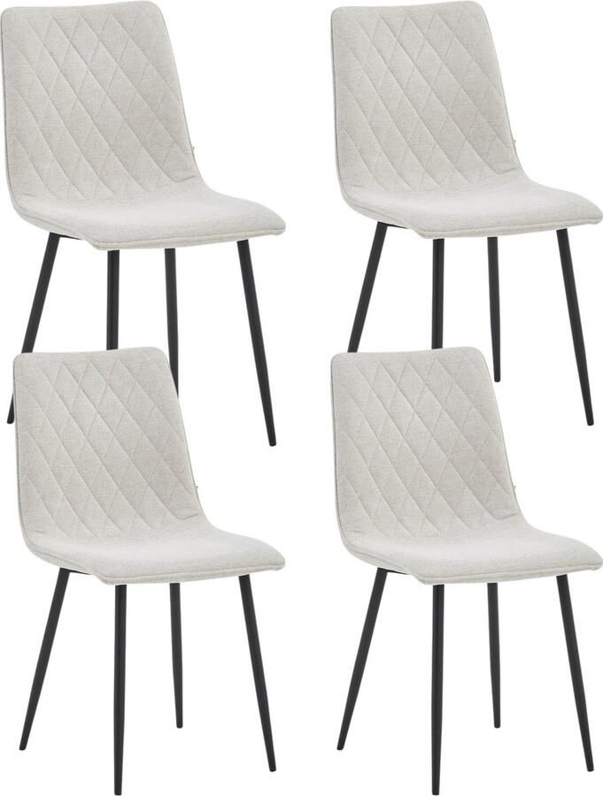 Colenis Elise Eetkamerstoel Set Van 4 Gebroken Wit Linnen Stof- Industrieel - Foto 2