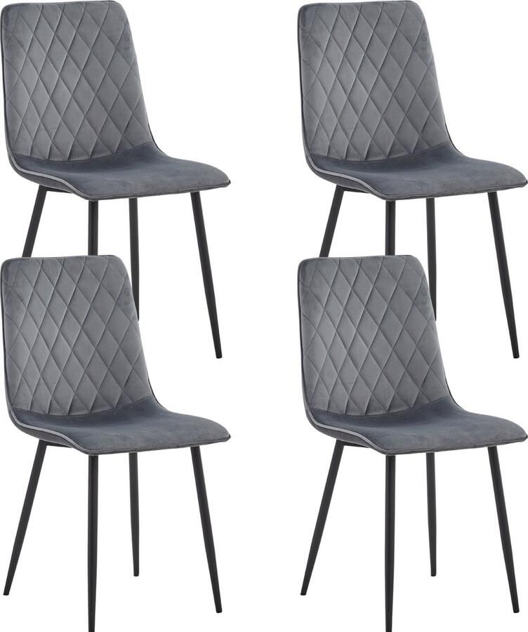 Colenis Emma Eetkamerstoel Donkergrijs Set Van 4 Fluweel Velvet Industrieel Met armleuning - Foto 2