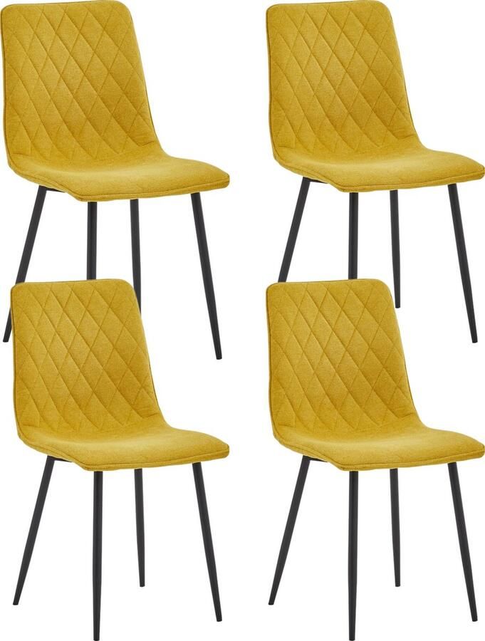 Colenis Elise Eetkamerstoel Set Van 4 Okergeel Linnen Stof- Industrieel