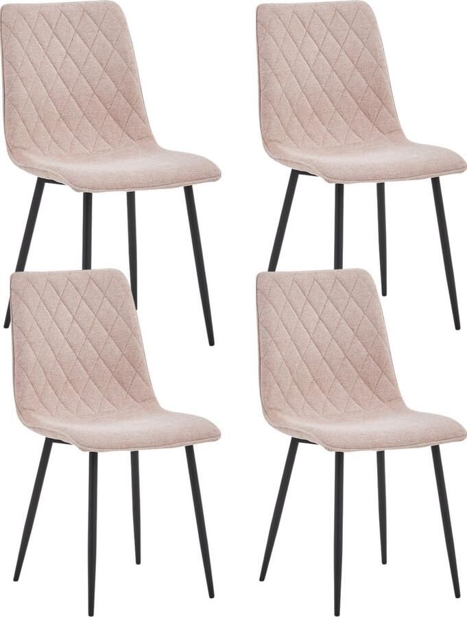 Colenis Elise Eetkamerstoel Set Van 4 Roze Linnen Stof- Industrieel